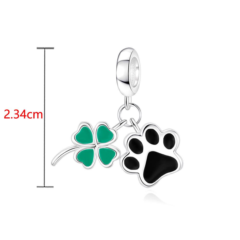 Eco-friendly S925 Copper Paw Print Pendant Beaded Dog Bowl Jewelry Accessory