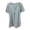 T-shirt d'été à manches courtes pour femmes, plissé, à col carré, grande taille, couleur unie, haut ample, mode élégante pour le bureau, décontracté simple