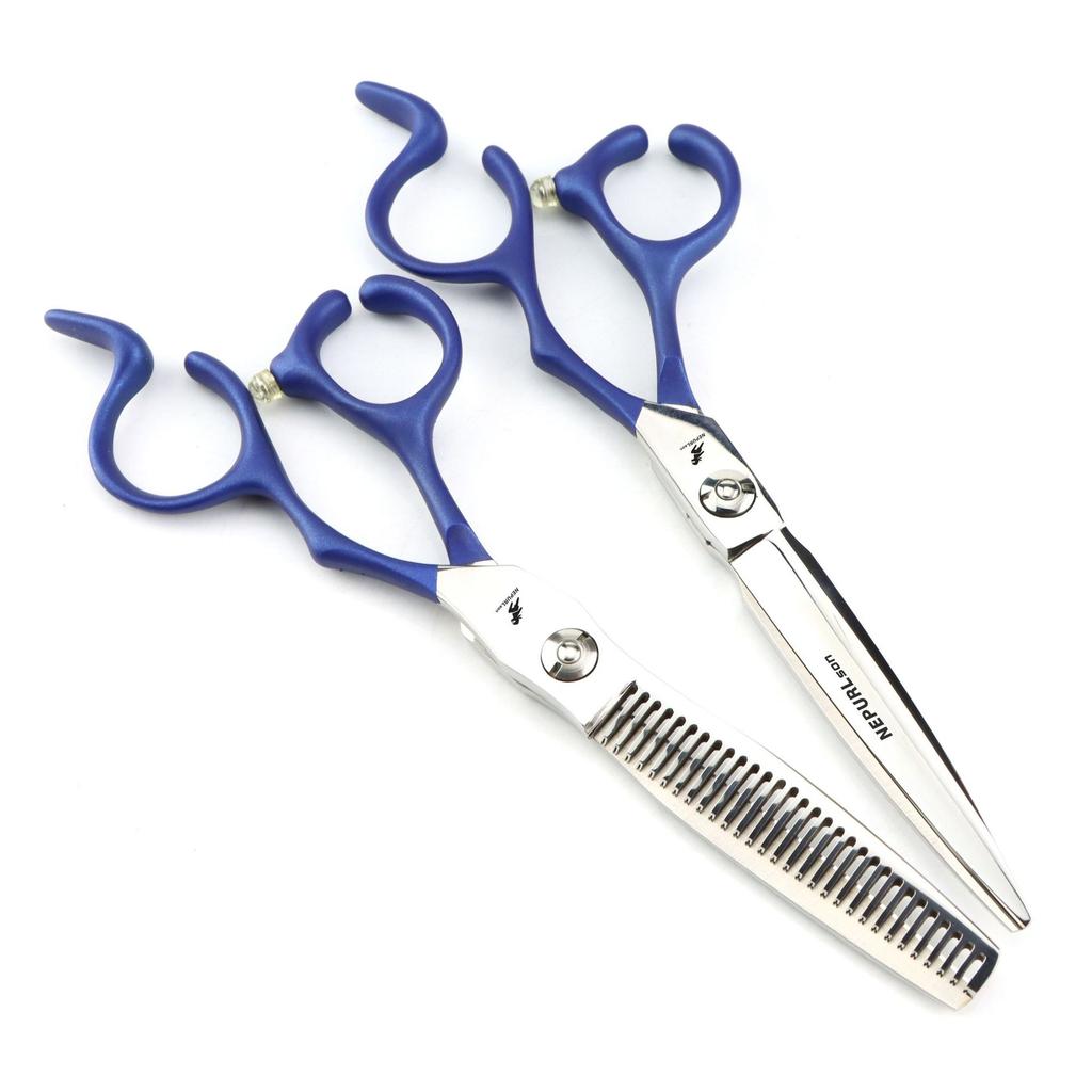6.0 Inch Half-Body Blue Neptune Beauty Hair Scissors Straight Cutting Teeth Scissors Thin Cutting Hair Salon Special Foreign Trade Explosion