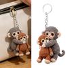 Chaveiro de Macaco de Crochê Feito à Mão Macaco Fofo de Tricô Charme para Bolsa Mochila Carteira Chaves Presente de Apoio Emocional para Família Amigos