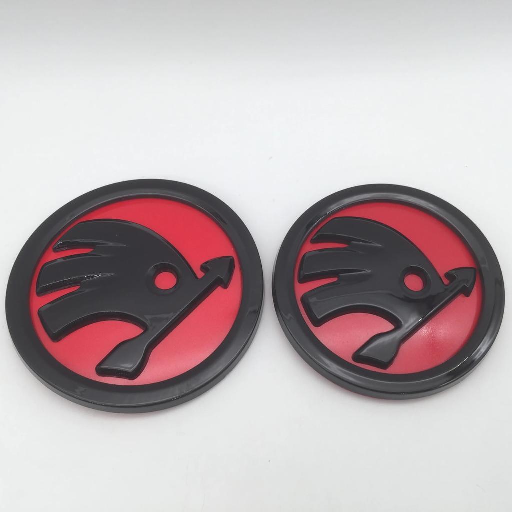 Samolepka na auto 2ks 90mm 80mm pro vůz SKODA Přední mřížka Kapota Znak na kapotě Zadní nárazník Kufr Samolepka Odznak Stylingový doplněk