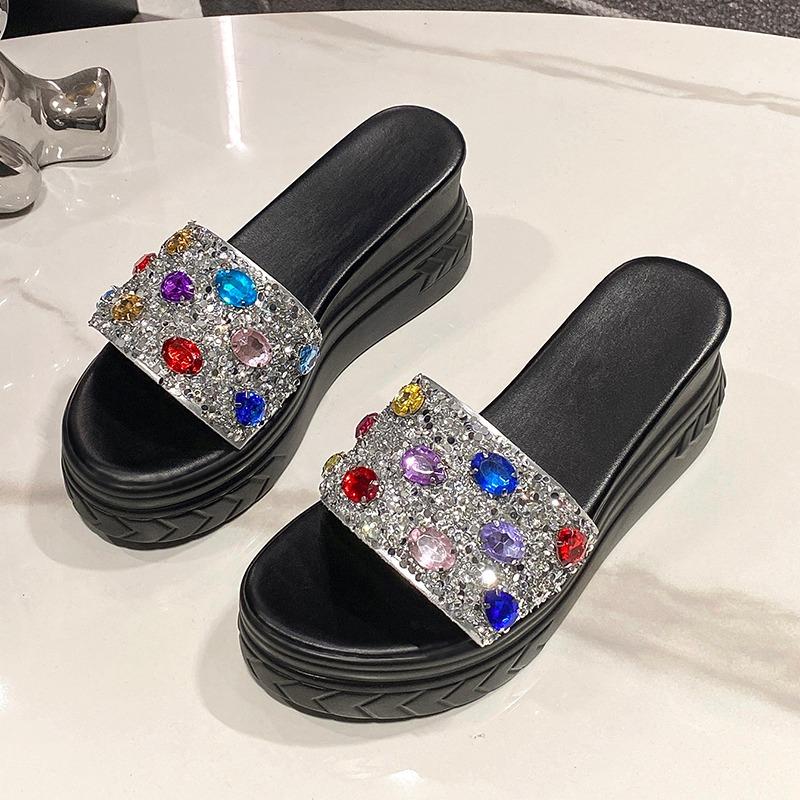 Fashion Shoes Ladies' Slippers Platform On A Wedge Luxury Slides Women Heels Pantofle Summer Designer High 2025