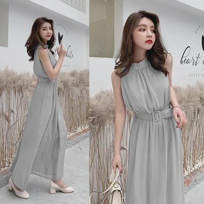 Damen Ärmelloses Chiffon Maxi Kleid im Koreanischen Stil - Sommer 2019 Kollektion (F5898)