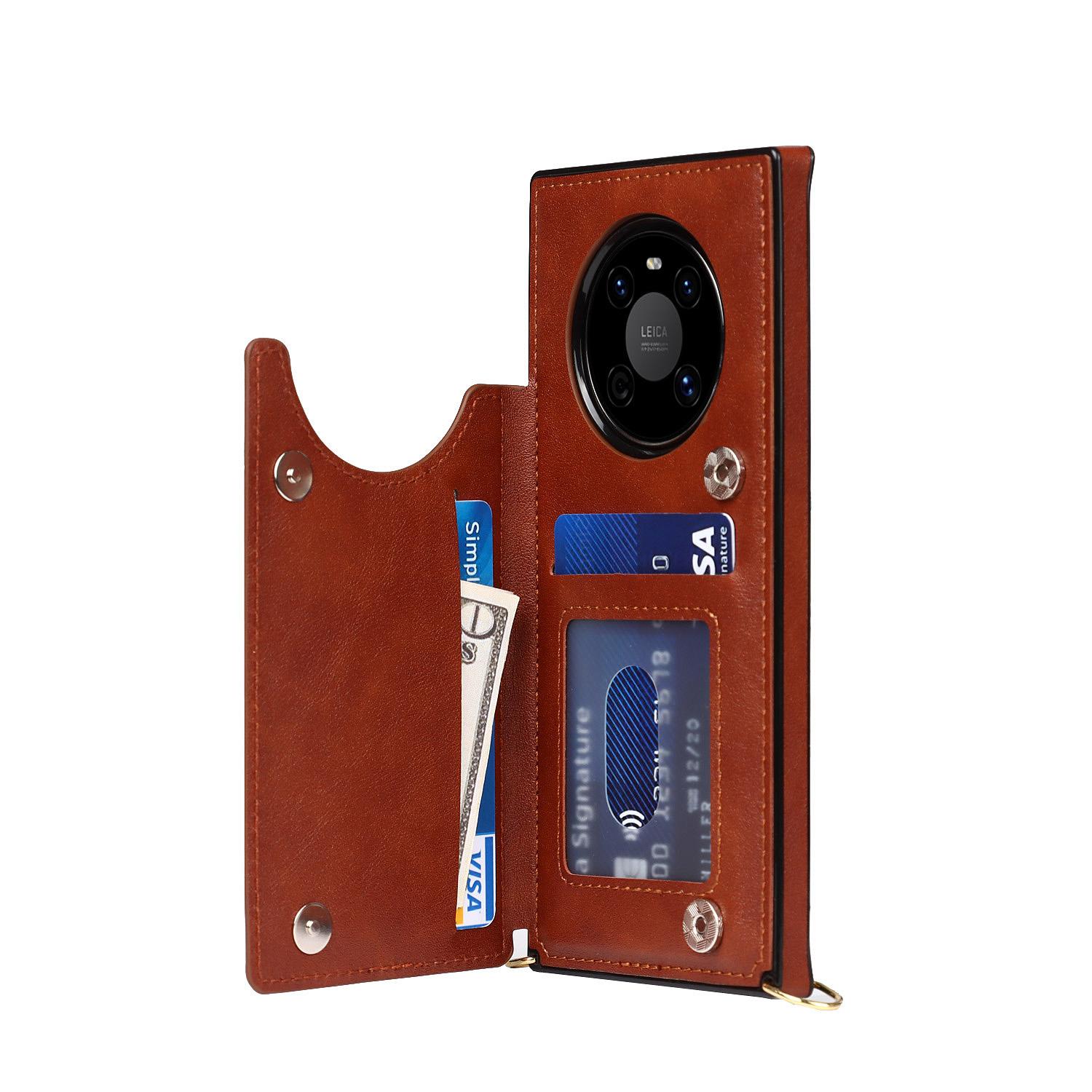 

Кожаный чехол-бумажник с цветочным принтом для Huawei Mate 30 20 Pro, чехол-кошелек с корпусом для Huawei P40 P30 Pro Lite, чехол для телефона For Huawe Mate40Pro коричневый