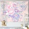 Cartoon Pink Anime Girl Tapestry Boho Kawaii Art Minimalistyczny Wiszący Na Ścianie Pokój Dziecięcy Wystrój Sypialni