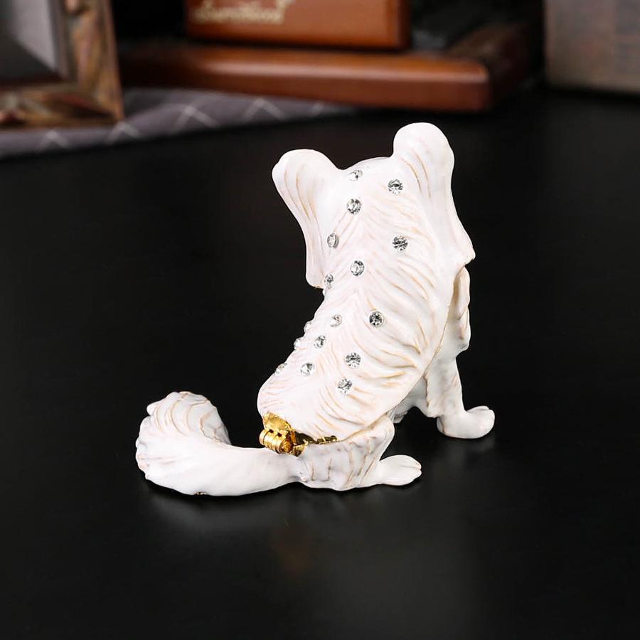 New White Puppy Jewelry Box Jewelry Storage Box Ring Stud Earrings Jewelry Storage Flip Dresser Small Ornament