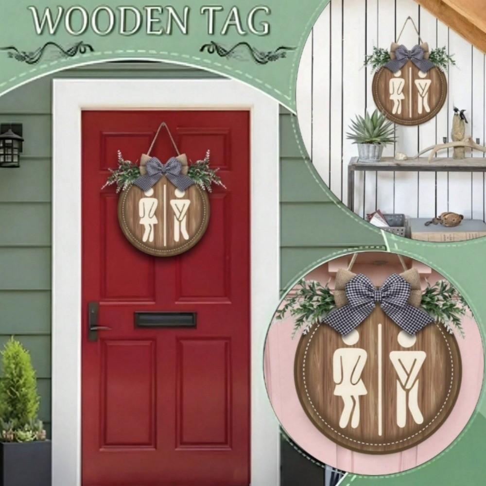 Wooden Bathroom Sign Plate Ornament Toilet Decorative Plate Group Living Area