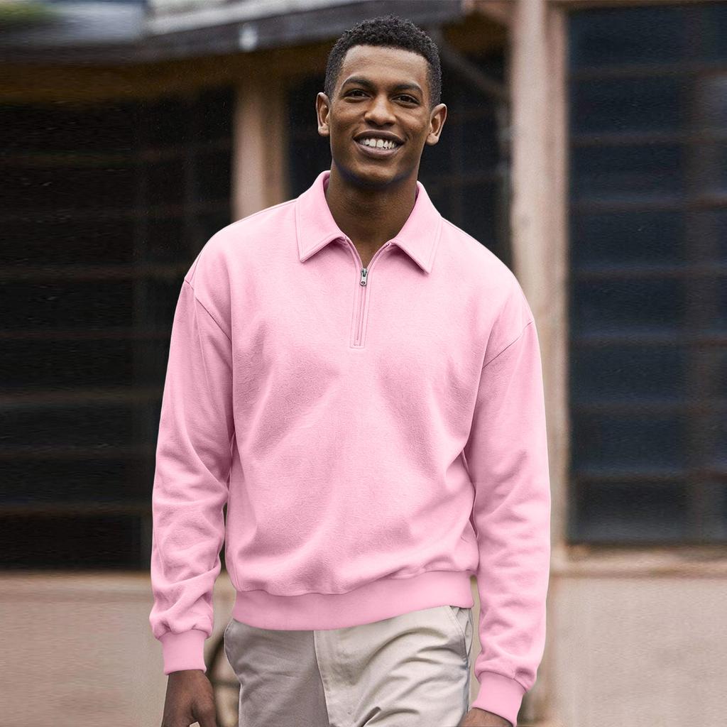 Herren Casual Sweatshirt mit halbem Reißverschluss, Langarm, Sportlicher Pullover