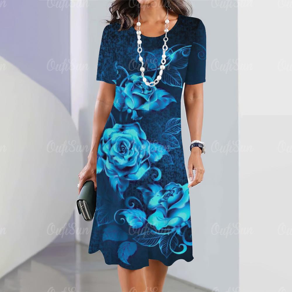 2025 New Summer Women's Outdoor Casual Fashion Short-sleeved Bohemian Hawaiian Style Floral Print Women's Clothing