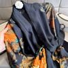 Print Large Shawl Wraps Black Scarf For Travel Women Luxury Brand Satin Headband Hijab Turban Foulard Summer Beach Stoles