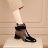 Bottes Cheville Nouvelles Hiver 2026 Mode Coréenne Femme Bout Rond Talon Haut Bas Tige Courte Bottines