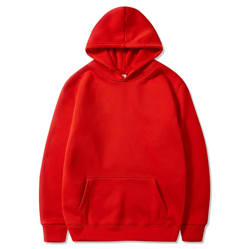 Unisex Fleece-Lined Thick Hooded Jacket - Solid Color, Trendy Autumn/Winter Style, Custom Logo Printing