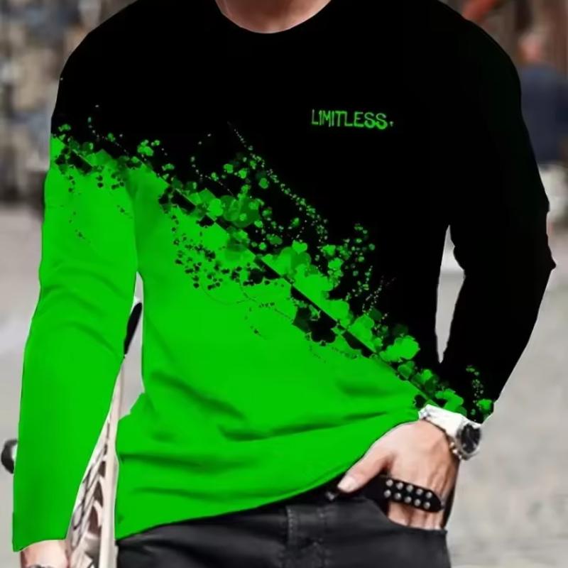 Black And White Color Matching Printed Men's Casual Pullover Top Harajuku Street Trend Men's Top Simple Men's Casual T-shirt