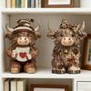 1/2Pcs Coffee Theme Highland Cattle Statue Coffee Mug Highland Cow Resin Figurine Sculpture Home Office Desktop Decoration Ornament