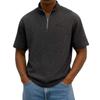Men's Short Sleeve Half Zip Pullover Shirt Loose Fit Lightweight Casual Top with Stand Collar Suitable for Outdoor and Daily Wear