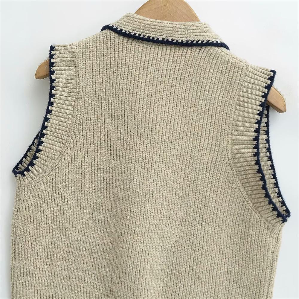 Spring 2025 Women's Sweet Bow-Collar Slim Crochet Vest