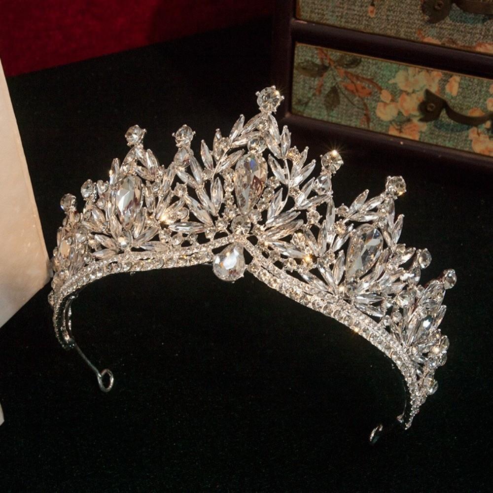 Metal Baroque Crown Queen Party Pageant Rhinestone Crown Exquisite Princess Tiara  Girls Headband