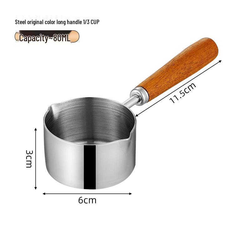 304 Stainless Steel Sauce Cup with Wooden Handle, Custom Logo, Multiple Specifications - Ideal for Steakhouses & Restaurants.