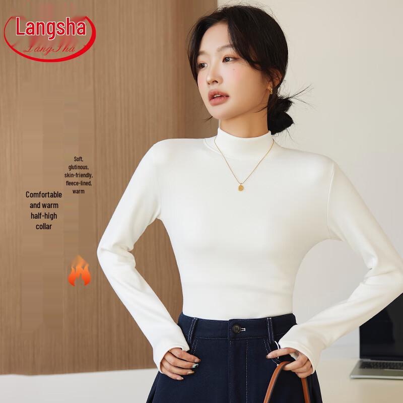 Langsah Women s Fleece Thermal Half-High Neck Top XL