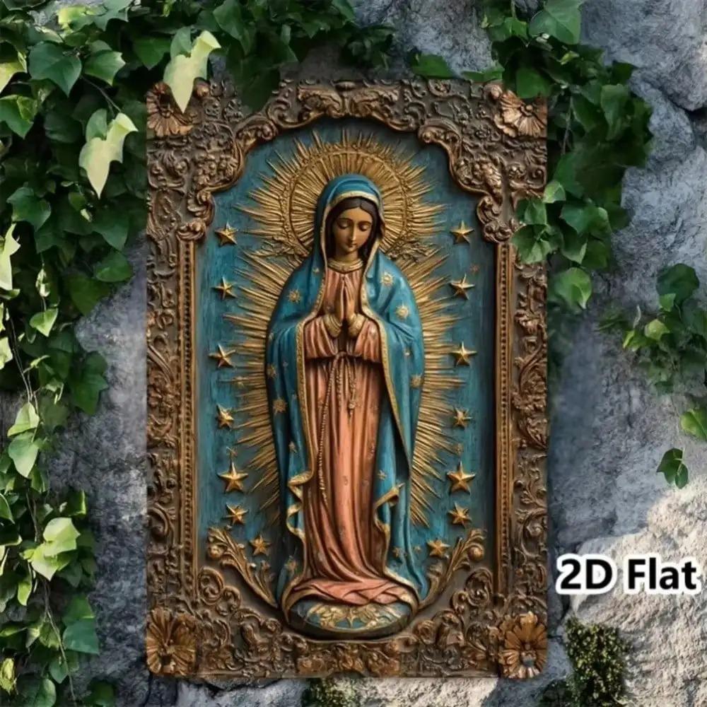Vintage Our Lady of Guadalupe Metal Tin Sign Wall Art Decor for Home Bar Garage