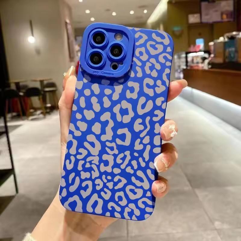 Animal Minimalist Gray Leopard Print Phone Case For iPhone 16 15 14 Pro Max 13 12 11 XS X XR 7 8 Plus 16 Shockproof Bumper Cover