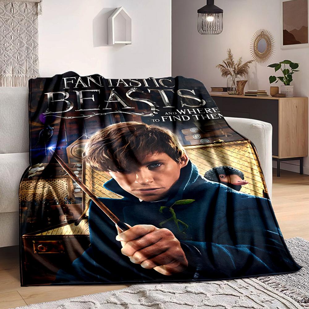 1pc Fantastic Beasts Blanket Polyester Fiber, All Season Comfort for Sofa, Bed, Office, Car, Camping Ideal Home Decor & Gift, Office Comfort