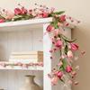 Artificial Tulip Vine with Leaves Pink Plastic 160cm for Wedding Party Holiday Home Office Decorations Outdoor Use