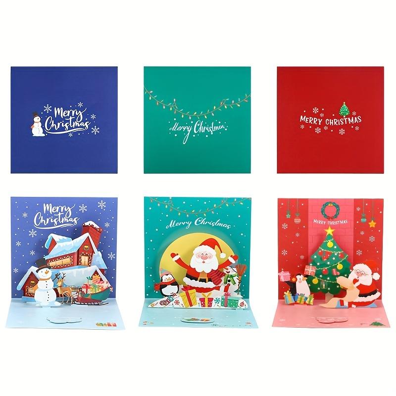 3pcs 3D Christmas Card Decorative Handwritten Blessing Festival Decors Postcard Folding Gift