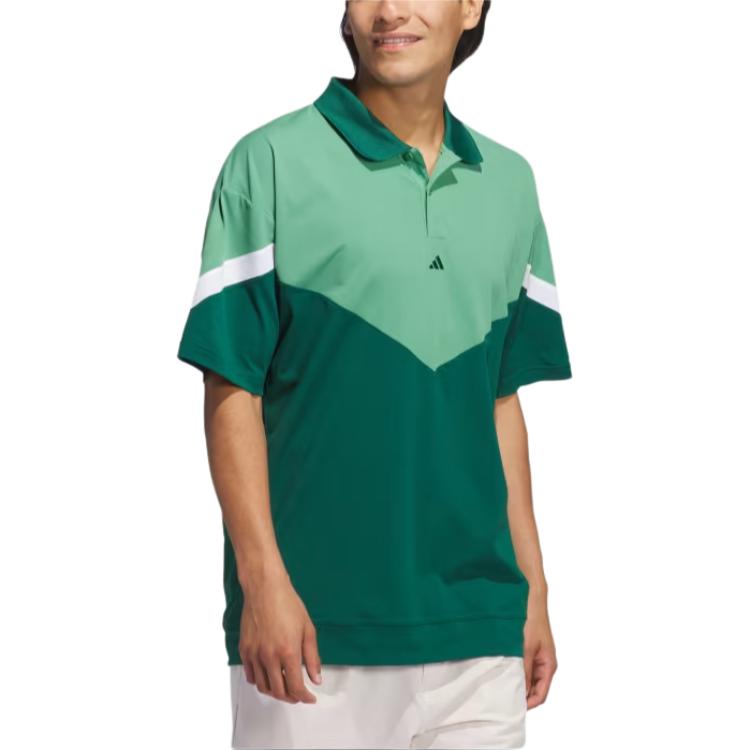 adidas Ultimate 365 Sport Polo Shirt Loose Color Block Casual Short Sleeve Polo Men Tops Green University-Green IW1426