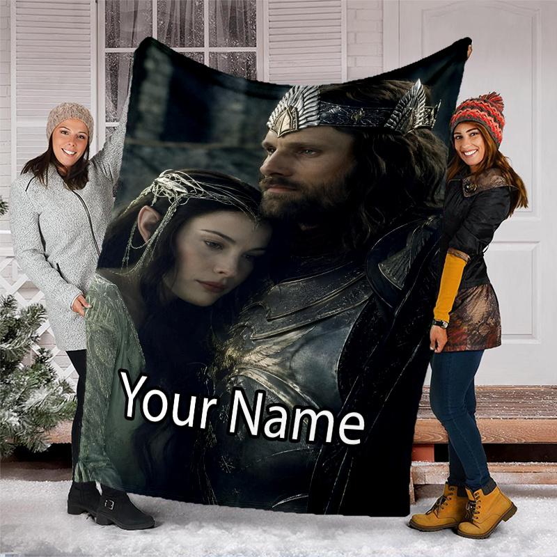 Custom Name The Lord of the Rings Theme Printed Blanket - Perfect for Couch, Bed, Travel & Outdoor Use | Machine Washable, Cozy & Durable.