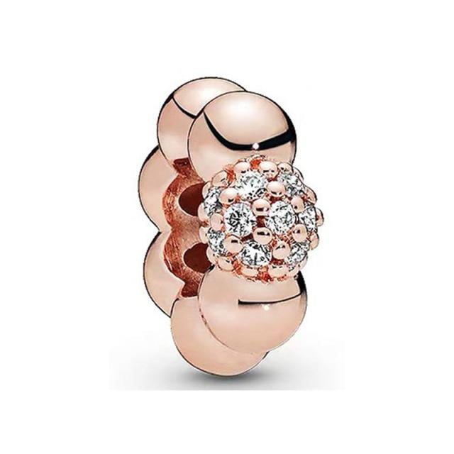 Подвеска из розового золота с цветком в виде листа и короны в виде сердца — фото 38