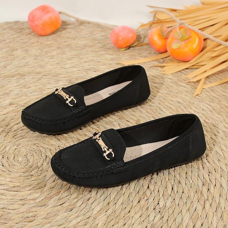 Fashion 2025 Ladies Shoes slip-on Women's High heels Fashion Metal decoration new plus size Light soft bottom comfortable flat low heels