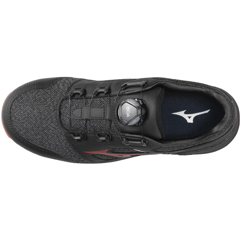 Mizuno Almighty BOA Work and Safety Black and Size 3E LS52L Men's Shoes, Red, 26.0 Cm,