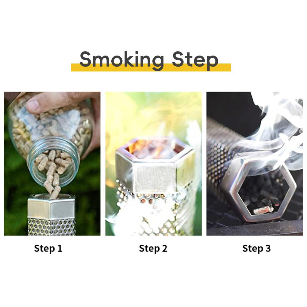 Grilled Meat Chicken Smoker Tube Refillable Wood Chip Cold Hot Smoking Tube for BBQ Camping