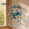 Tiffany-Glas-Stil Ornament Meeresbewohner Acryl-Fensteraufhänger, Buntglas Meeresschildkröte Wal Delfin Sonnenfänger Dekoration mit Kristallperlen &