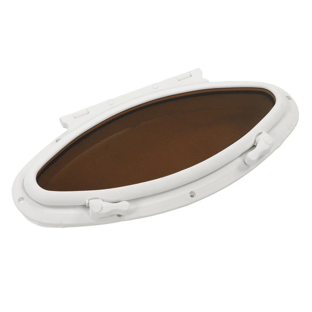 470x210mm Inward Opening Oval Porthole Anti UV Waterproof Portlight with Insect Screen Switch Handle for Yacht Ships