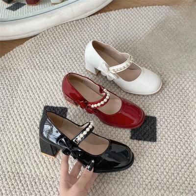 New Women's Shoes with Square Heels, Shallow Mouth Round Head, Women's High Heels, Fashionable and Versatile for Women