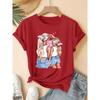 Women's Vintage Mother Daughter Heart Silhouette Round Neck Short Bouse-Compatible Suitable Gym