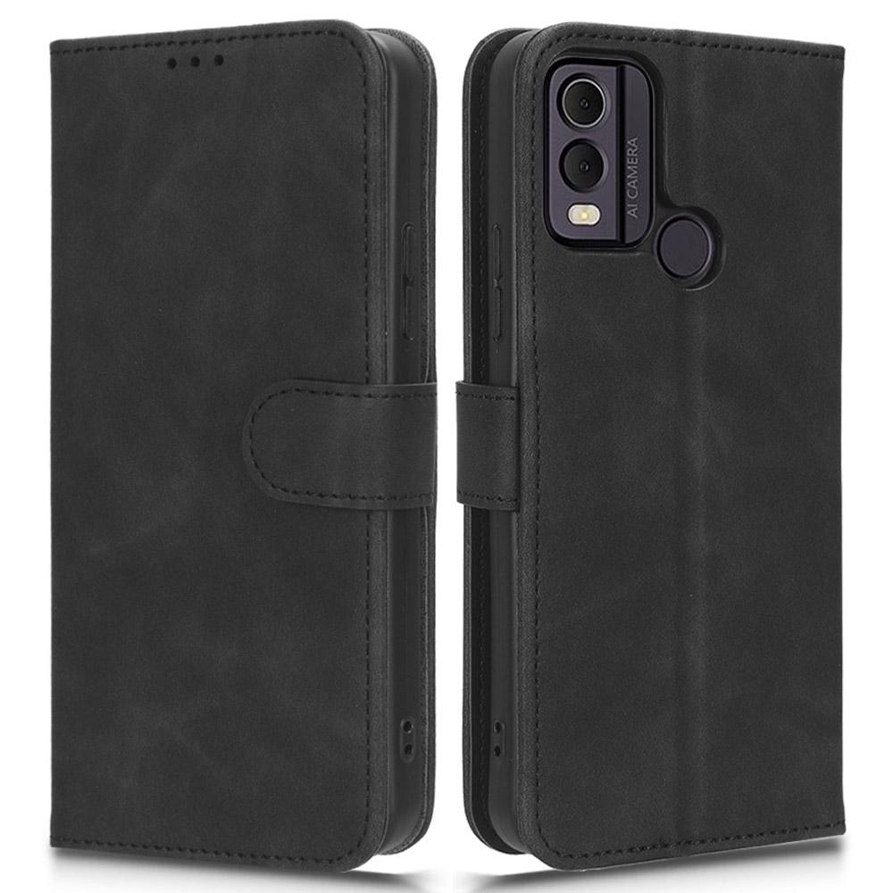 

For Nokia C22 PU Leather Protective Shell Skin-touch Wallet Stand Phone Case Black