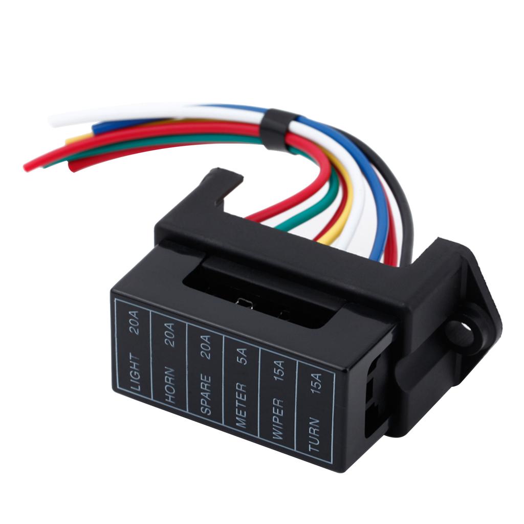 6 Way DC32V Circuit Car Trailer Auto Blade Fuse Box Block Holder ATC ATO 2 input 6 ouput Wire