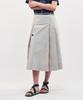 City Breeze Cotton Pleated Belted Long Skirt_Light Grey
