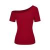 Off-shoulder Short-sleeved T-shirt Women's Slanted Shoulder Summer Slim-fitting Versatile Top, Thin Design Sense Design Sense Bottoming Shirt