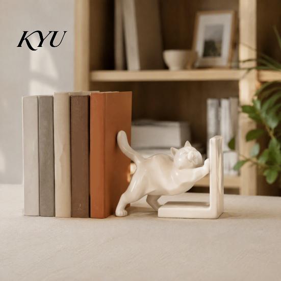 Creative Desk Decor for Cat Lovers 3D Printed Bookend Bookshelves, Decorative Book Ends Office Modern Minimalist Holder & Study Room, Heavy