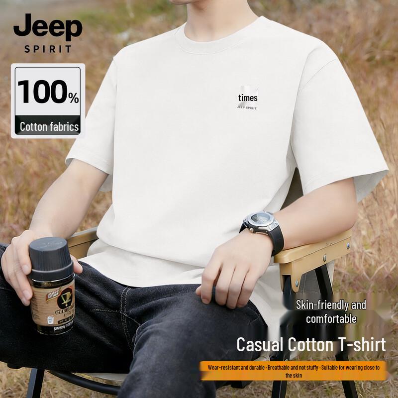 JEEP SPIRIT Men s Round Neck Pure Cotton Short Sleeve T-Shirt 2XL