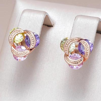 Various Multi Color Zircon Earrings Fashion Women Golden Earrings Personality Costume Jewelry