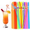 100Pcs Disposable Plastic Straws Colorful Party Events Drinking Straws Flexible Straws Stirrers Tube Straw Bar Accessories