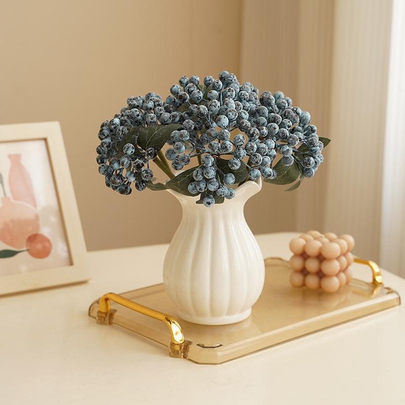 Foam Berry Fruit Bunch Branch Artificial Flower Mini Plants Christmas Decorative Accessory for Wedding Flower Arrangements Gift