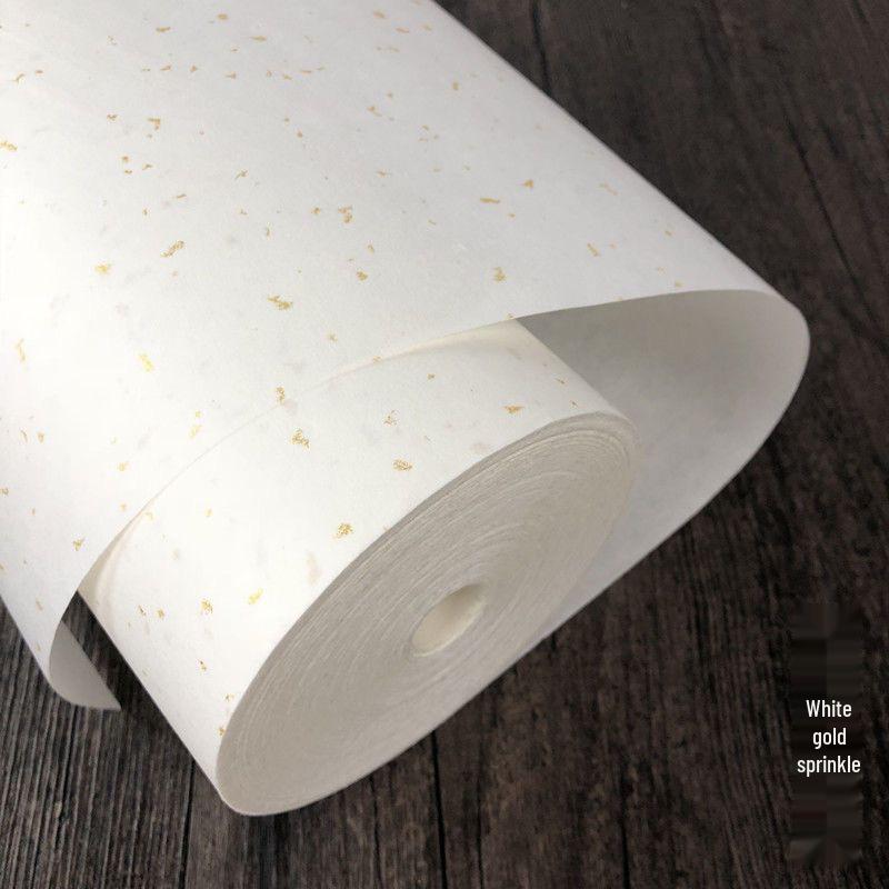 Gold-Flecked Xuan-Style Antique Calligraphy Paper - Red, Large, Blank for Practice 35cm x 20m