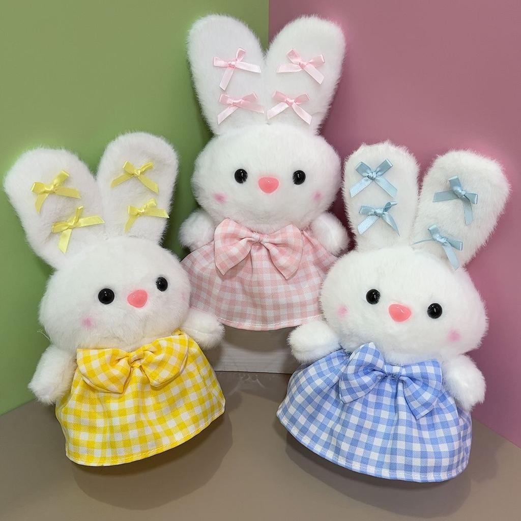 Plaid Skirt Little White Rabbit Plush Toy Exquisite Cute Doll Doll Eight Inch Grab Machine Doll Wedding Gift