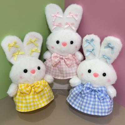 Plaid Skirt Little White Rabbit Plush Toy Exquisite Cute Doll Doll Eight Inch Grab Machine Doll Wedding Gift
